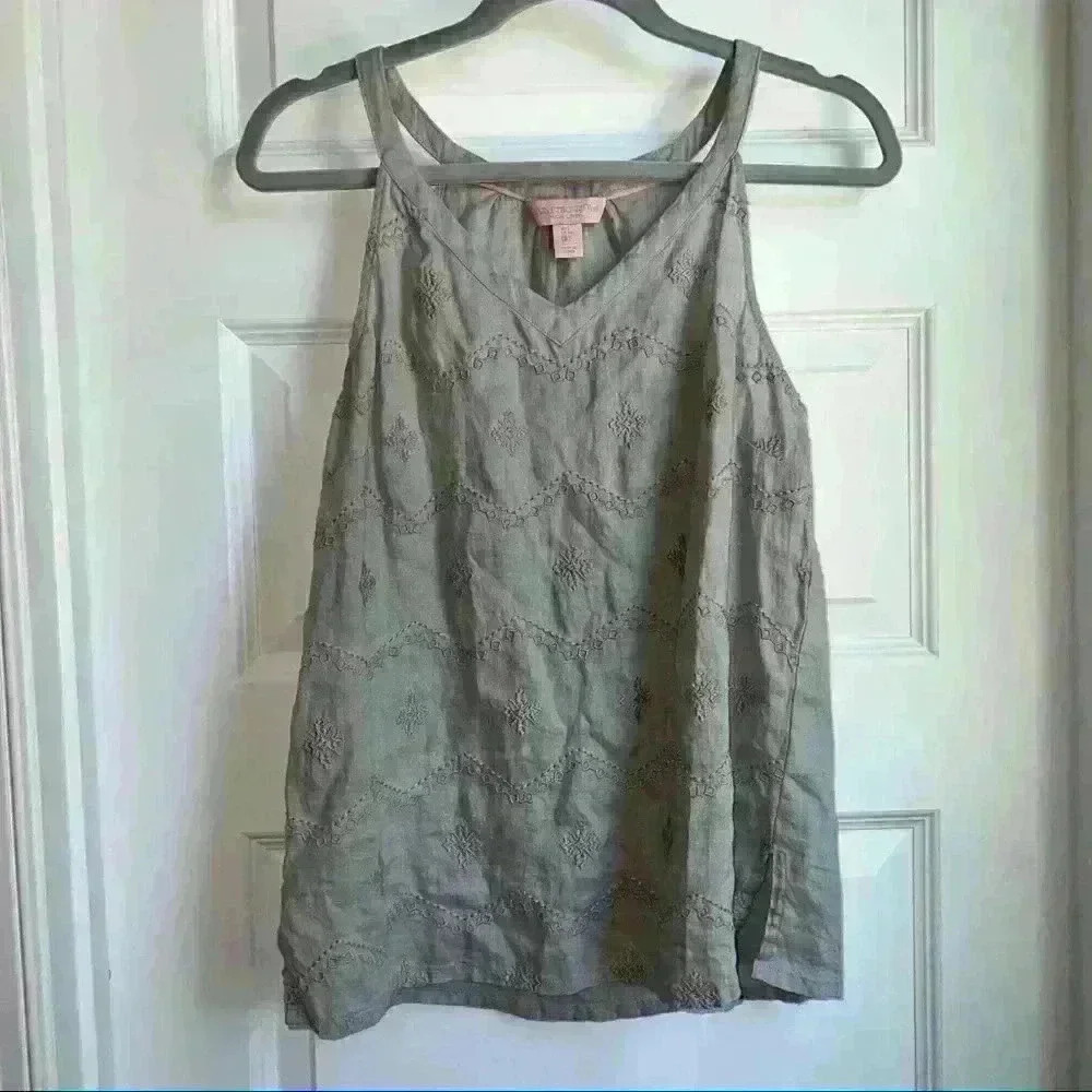 St. Tropez West Linen Sleeveless Blouse Size S Small